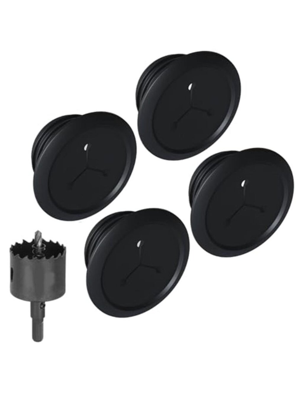 Wall Cable Hiders Cord Concealer Grommet TV Desk Wire Management Black 4 Pack